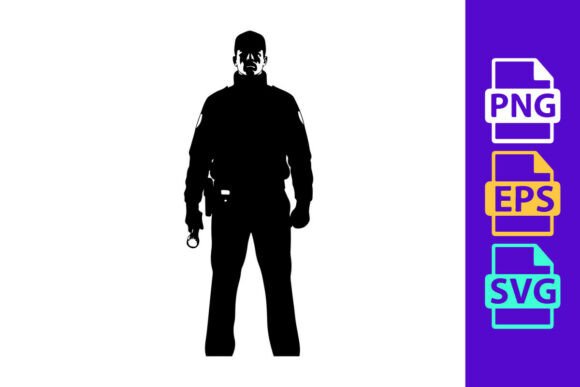 A Bold Black and White Image of a Police Officer Silhouette