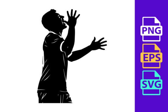A Silhouette of a Man with Hands Raised: The Dynamic Clipart