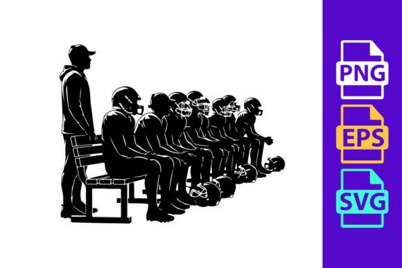 Capturing Movement: A Group of People Sitting in a Line with Football Silhouette