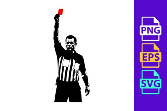 Dynamic Action: Referee Holding a Red Card in a Sports G Clipart