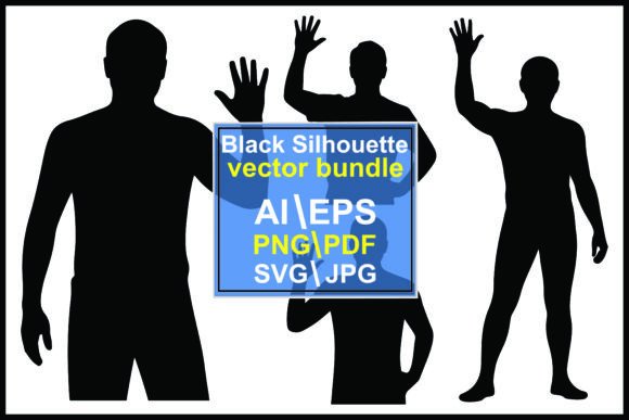 Dynamic Design with Men Waving and Gesturing Silhouettes