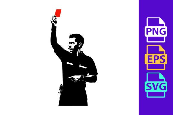 Dynamic Football Clipart: Police Officer with Red Card