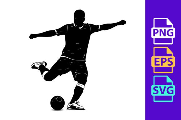 Dynamic Football Clipart: Soccer Player Kicking a Ball