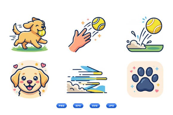 Playful Dog Cartoon Clipart: A Golden Retriever's Joy in Vector Art