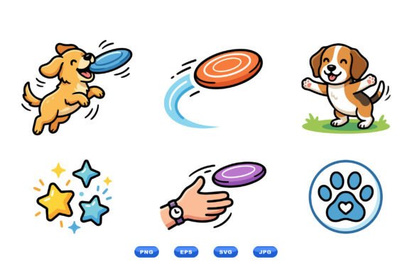 Playful Dog Frisbee Clipart: Elevating Pet Branding and Kids' Designs