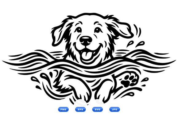 Playful Swimming Dog Clipart: Dynamic Design Assets